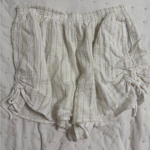 Aerie High Waist White Striped Shorts